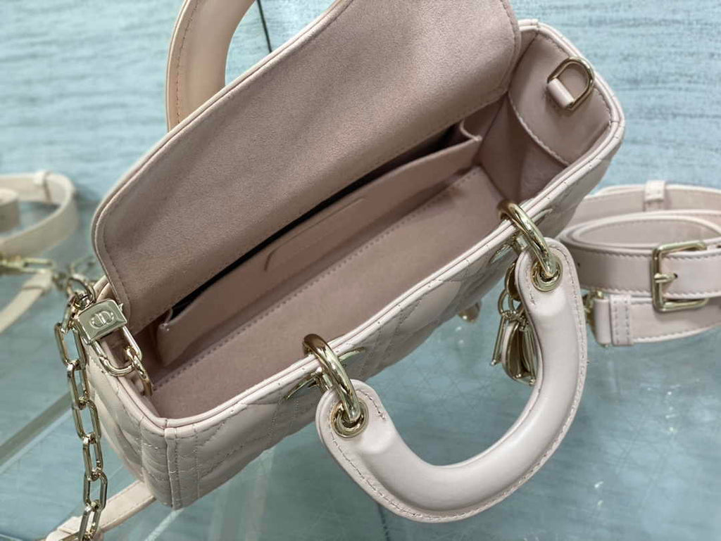 Dior Small Lady D-Joy Bag M0613 Dark Beige Calfskin E814 - Default Title - View 6