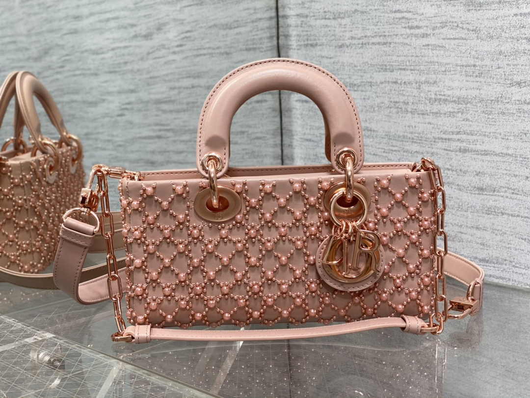 Dior Small Lady D-Joy Bag M0613 Pink Calfskin E811 - Default Title - View 2