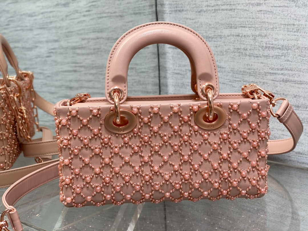 Dior Small Lady D-Joy Bag M0613 Pink Calfskin E811 - Default Title - View 3