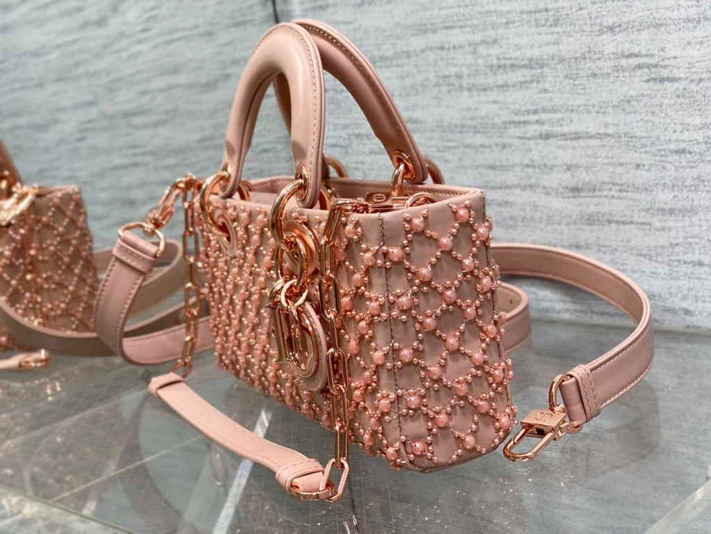 Dior Small Lady D-Joy Bag M0613 Pink Calfskin E811 - Default Title - View 4