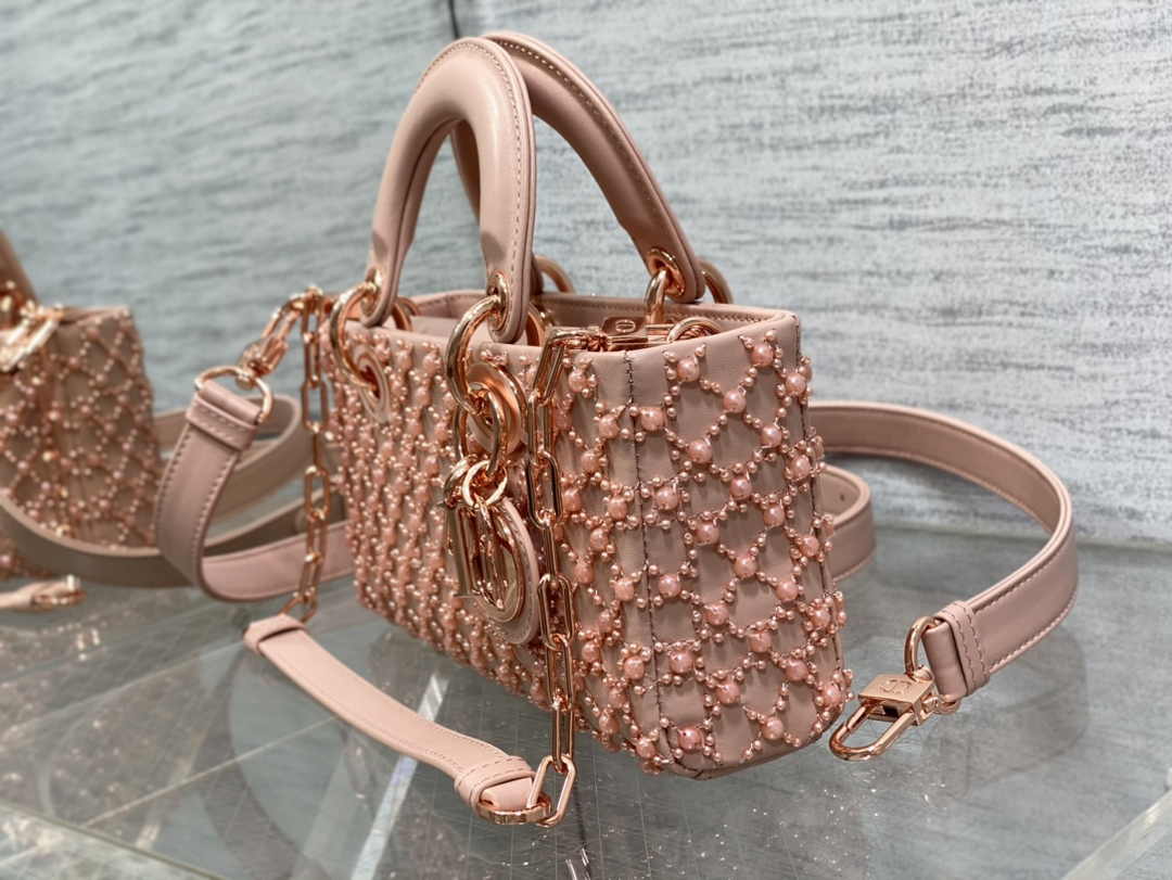 Dior Small Lady D-Joy Bag M0613 Pink Calfskin E811 - Default Title - View 4