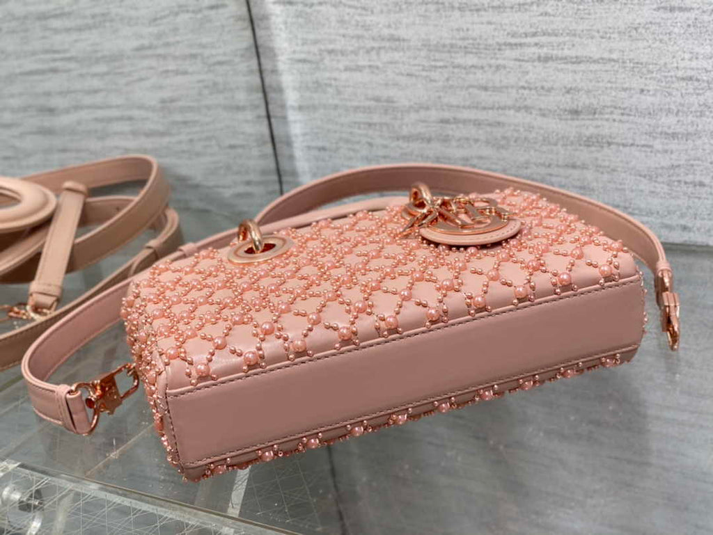 Dior Small Lady D-Joy Bag M0613 Pink Calfskin E811 - Default Title - View 5