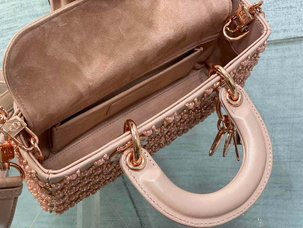 Dior Small Lady D-Joy Bag M0613 Pink Calfskin E811 - Default Title - View 6