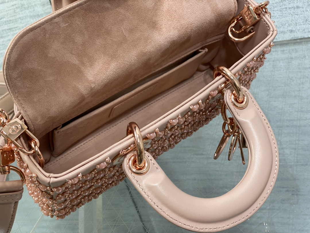 Dior Small Lady D-Joy Bag M0613 Pink Calfskin E811 - Default Title - View 6