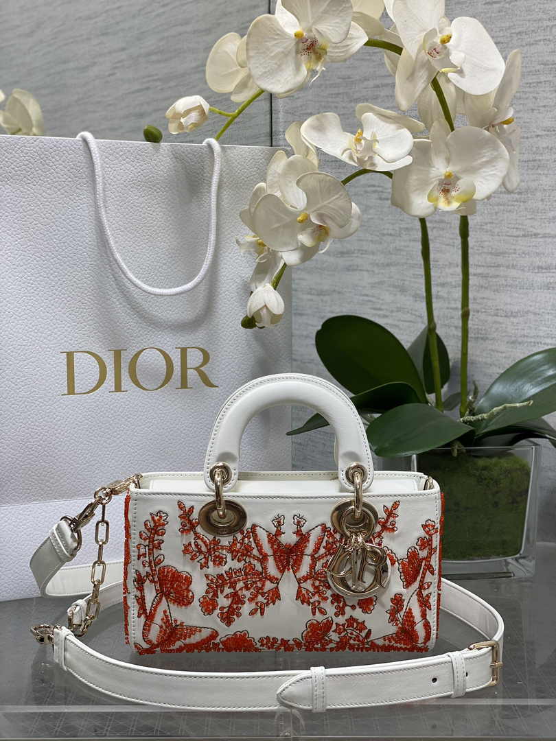 Dior Small Lady D-Joy Bag M0613 White Calfskin E810 - Default Title - View 1
