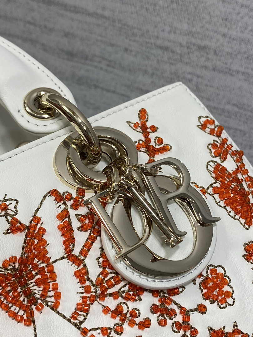 Dior Small Lady D-Joy Bag M0613 White Calfskin E810 - Default Title - View 8