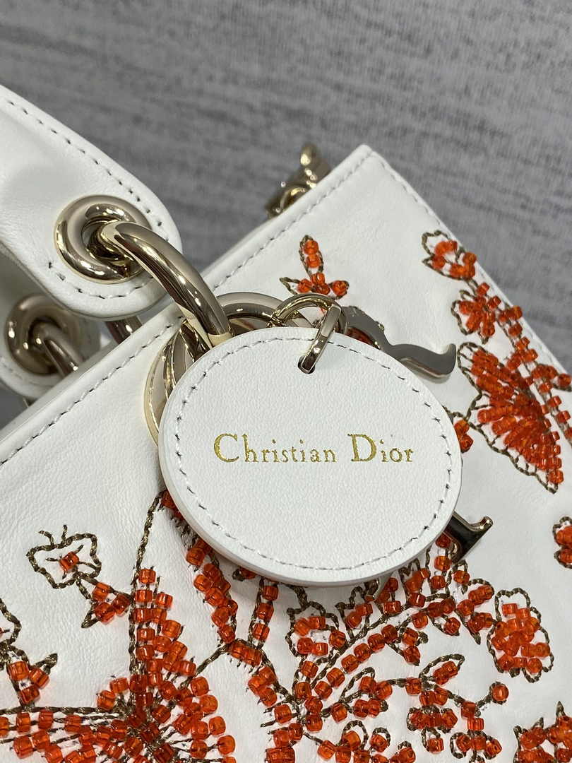 Dior Small Lady D-Joy Bag M0613 White Calfskin E810 - Default Title - View 9