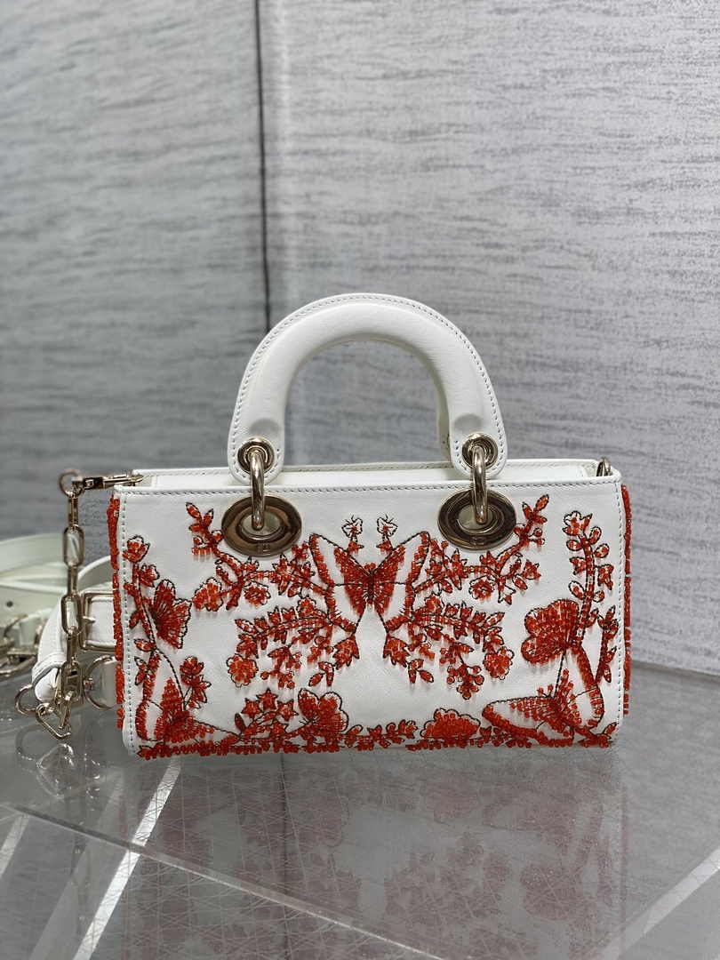 Dior Small Lady D-Joy Bag M0613 White Calfskin E810 - Default Title - View 3