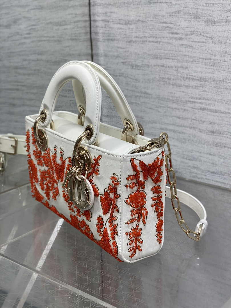 Dior Small Lady D-Joy Bag M0613 White Calfskin E810 - Default Title - View 4