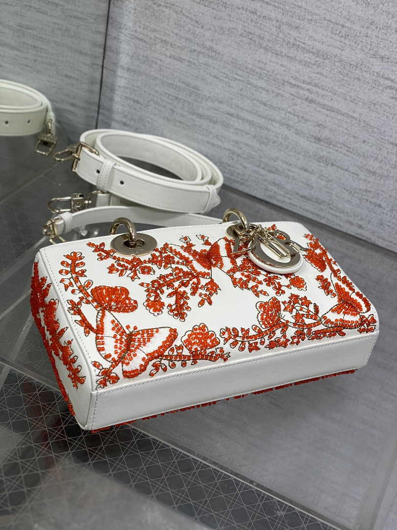 Dior Small Lady D-Joy Bag M0613 White Calfskin E810 - Default Title - View 5