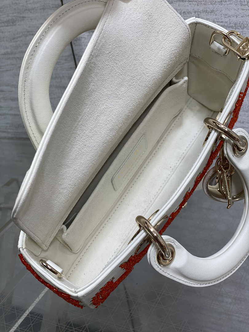 Dior Small Lady D-Joy Bag M0613 White Calfskin E810 - Default Title - View 6
