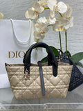 Small Dior Toujours Bag M2822 Beige black Macrocannage Crinkled Calfskin - Default Title - View 1