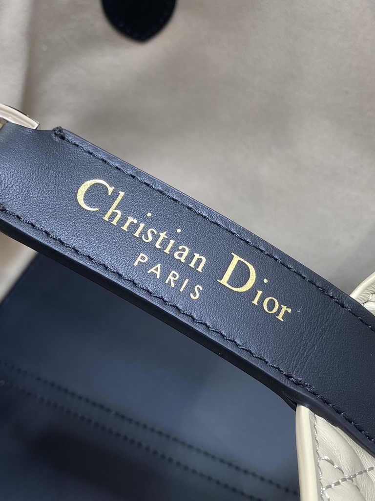 Small Dior Toujours Bag M2822 Beige black Macrocannage Crinkled Calfskin - Default Title - View 5