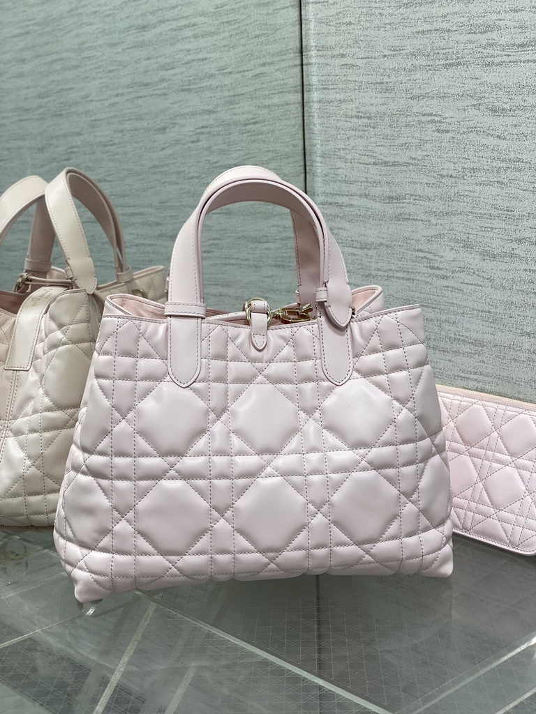 Medium Dior Toujours Bag M2821 Pink Macrocannage Calfskin - Default Title - View 3