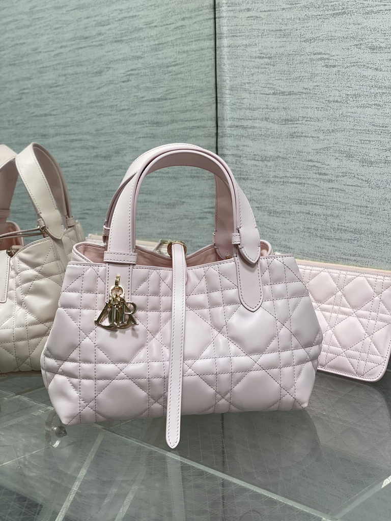 Small Dior Toujours Bag M2822 Pink Macrocannage Crinkled Calfskin - Default Title - View 2