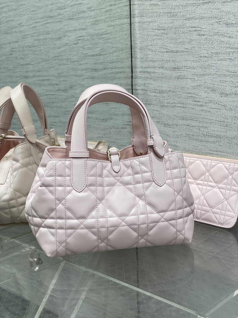 Small Dior Toujours Bag M2822 Pink Macrocannage Crinkled Calfskin - Default Title - View 4