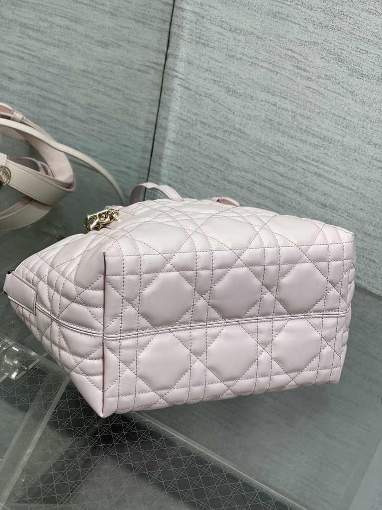 Small Dior Toujours Bag M2822 Pink Macrocannage Crinkled Calfskin - Default Title - View 8