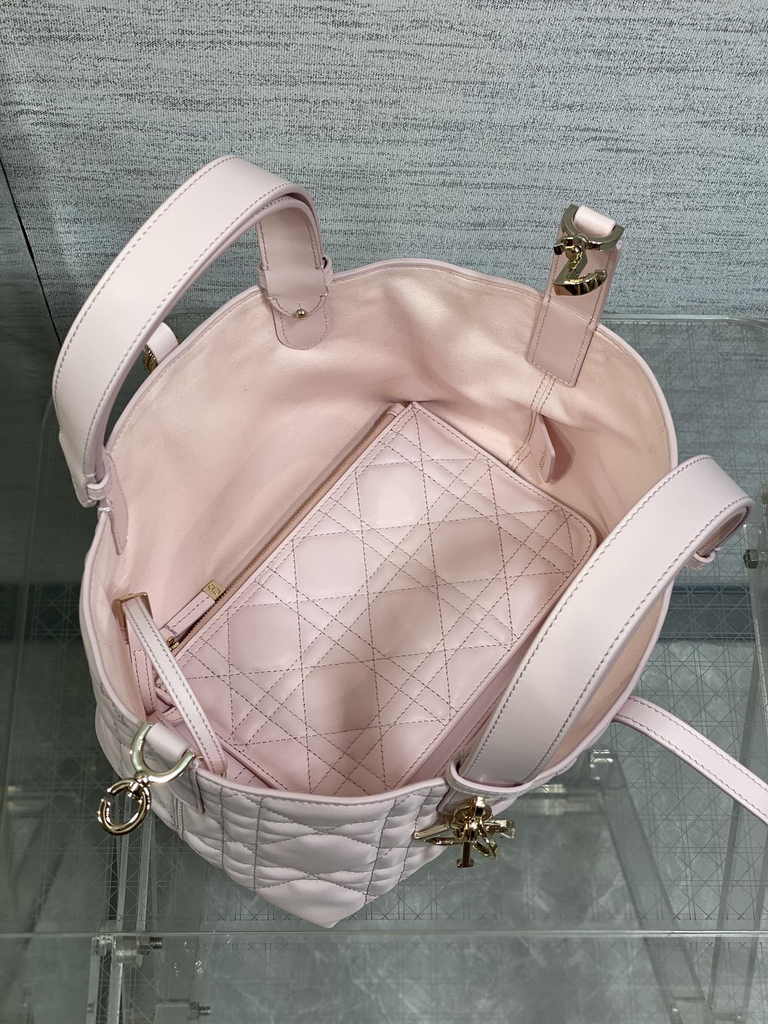 Small Dior Toujours Bag M2822 Pink Macrocannage Crinkled Calfskin - Default Title - View 9