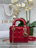 Dioramour Mini Lady Dior Bag M0505 Red Cannage Lambskin - Default Title - View 1