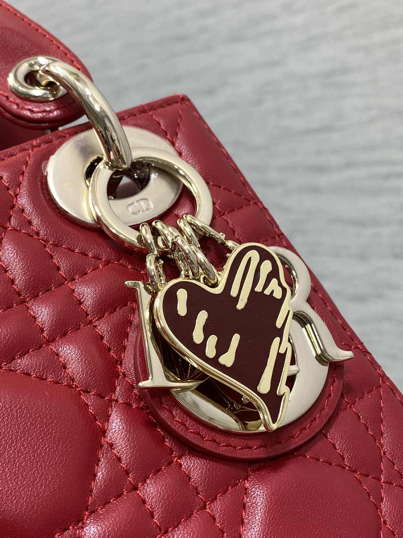Dioramour Mini Lady Dior Bag M0505 Red Cannage Lambskin - Default Title - View 4