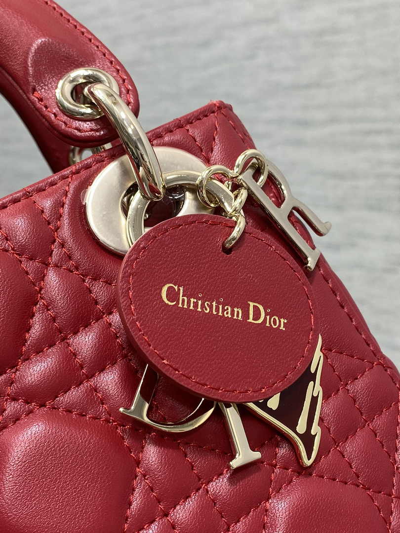 Dioramour Mini Lady Dior Bag M0505 Red Cannage Lambskin - Default Title - View 5