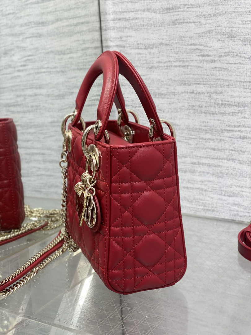Dioramour Mini Lady Dior Bag M0505 Red Cannage Lambskin - Default Title - View 7