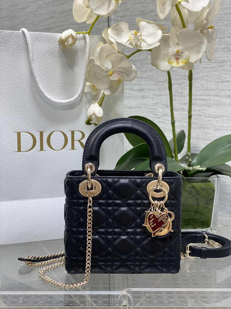 Dioramour Mini Lady Dior Bag M0505 Black Cannage Lambskin - Default Title - View 1