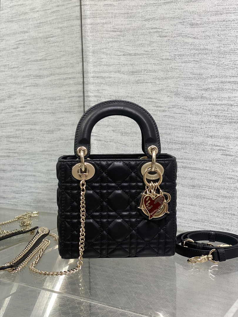 Dioramour Mini Lady Dior Bag M0505 Black Cannage Lambskin - Default Title - View 2