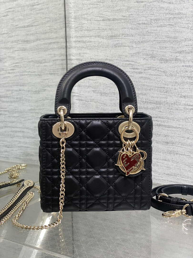 Dioramour Mini Lady Dior Bag M0505 Black Cannage Lambskin - Default Title - View 3