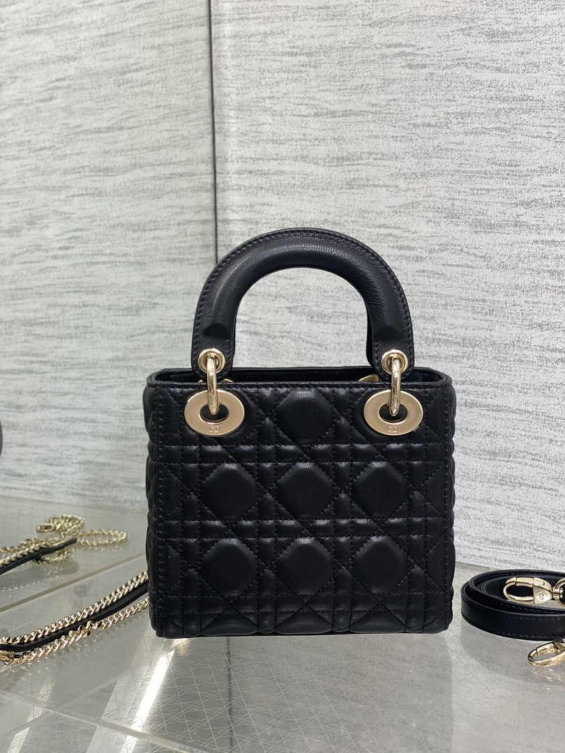 Dioramour Mini Lady Dior Bag M0505 Black Cannage Lambskin - Default Title - View 6