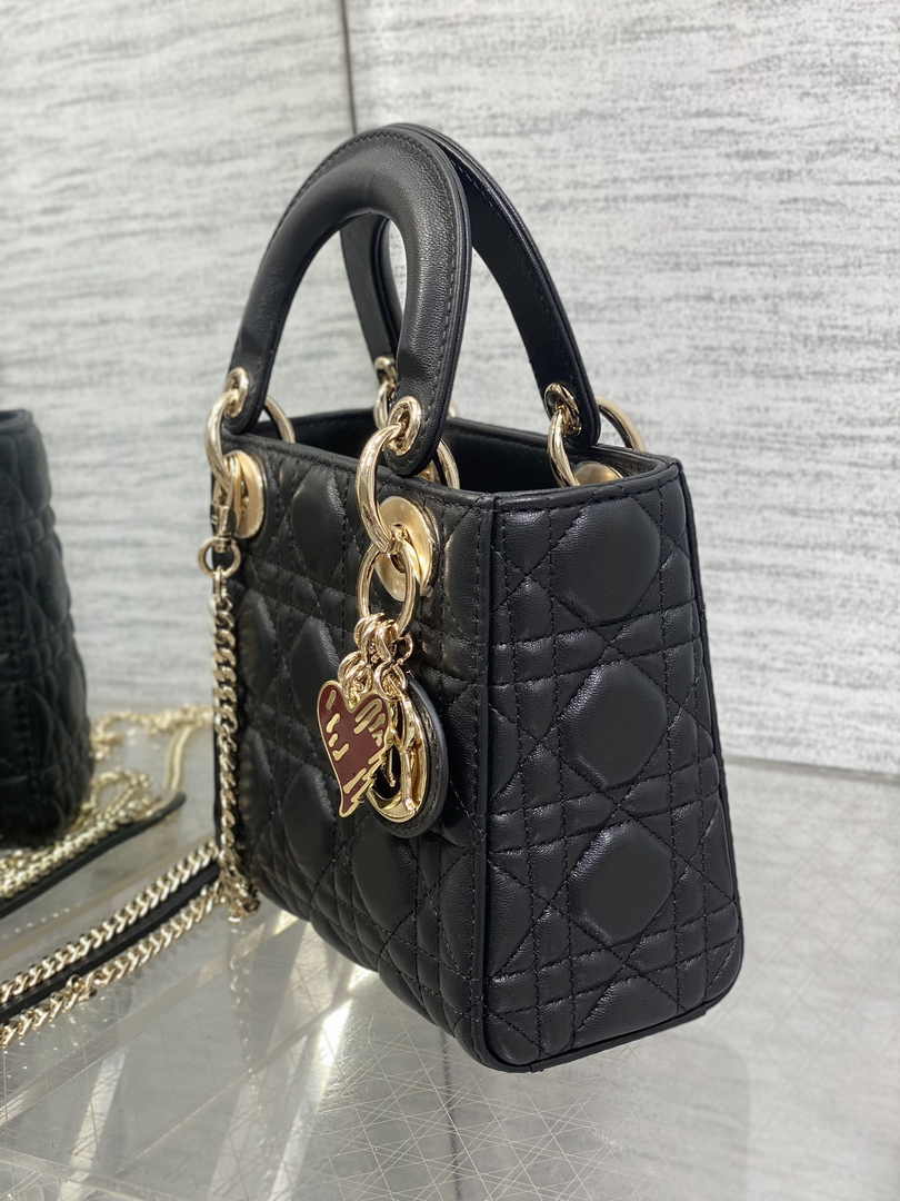 Dioramour Mini Lady Dior Bag M0505 Black Cannage Lambskin - Default Title - View 7