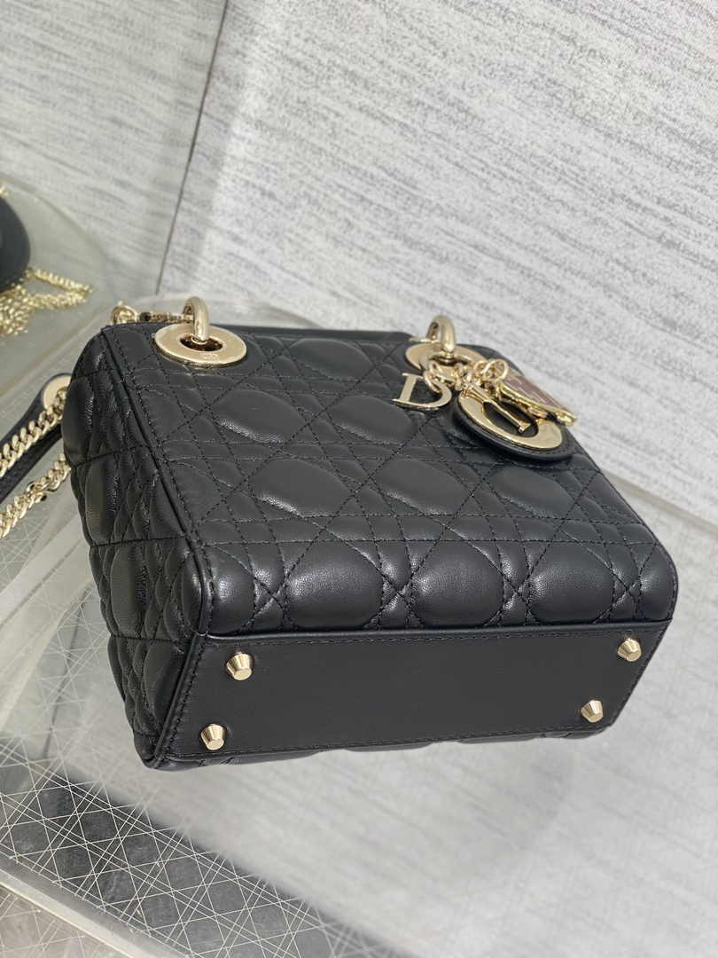 Dioramour Mini Lady Dior Bag M0505 Black Cannage Lambskin - Default Title - View 8
