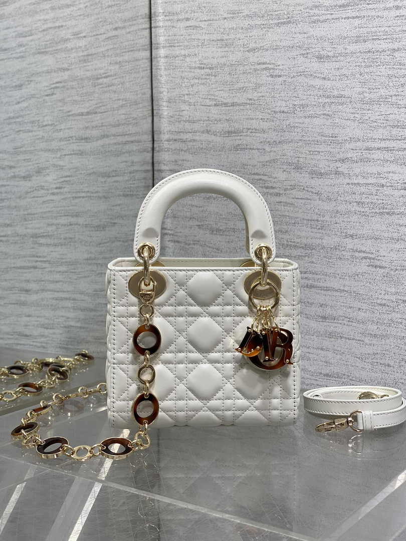 Mini Lady Dior Bag White Cannage Lambskin M0505 - Default Title - View 2