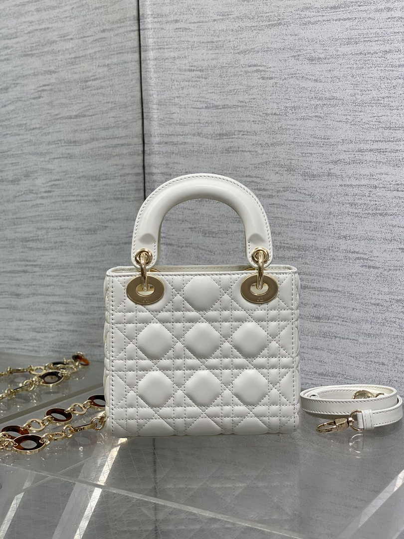 Mini Lady Dior Bag White Cannage Lambskin M0505 - Default Title - View 3