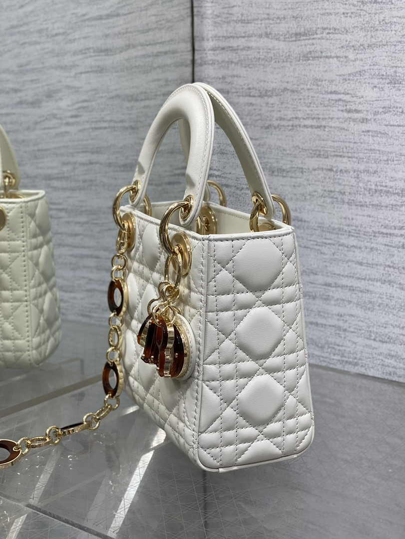 Mini Lady Dior Bag White Cannage Lambskin M0505 - Default Title - View 4