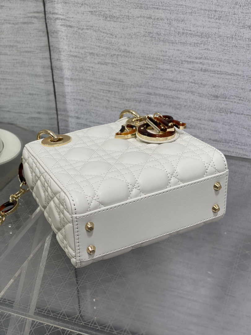 Mini Lady Dior Bag White Cannage Lambskin M0505 - Default Title - View 5