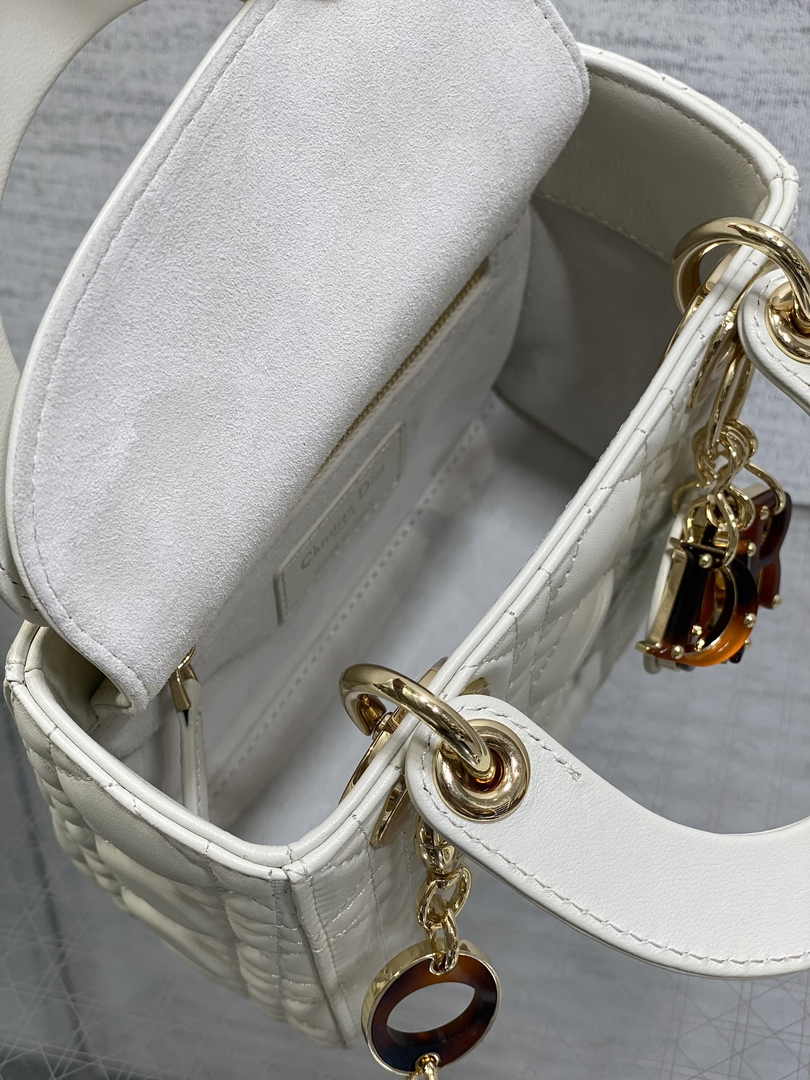 Mini Lady Dior Bag White Cannage Lambskin M0505 - Default Title - View 6