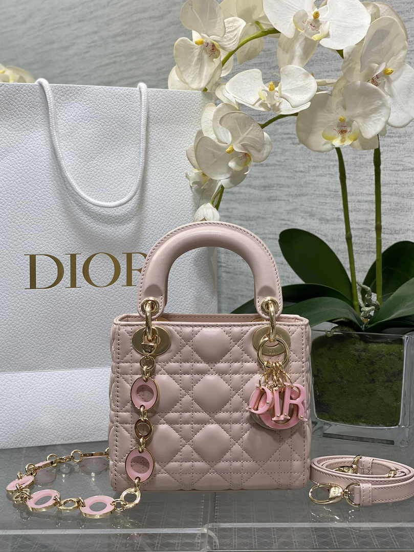Mini Lady Dior Bag Pink Cannage Lambskin M0505 - Default Title - View 1