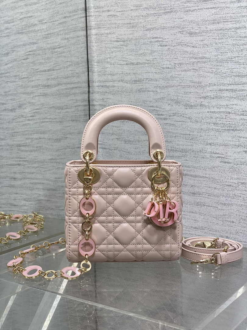 Mini Lady Dior Bag Pink Cannage Lambskin M0505 - Default Title - View 2
