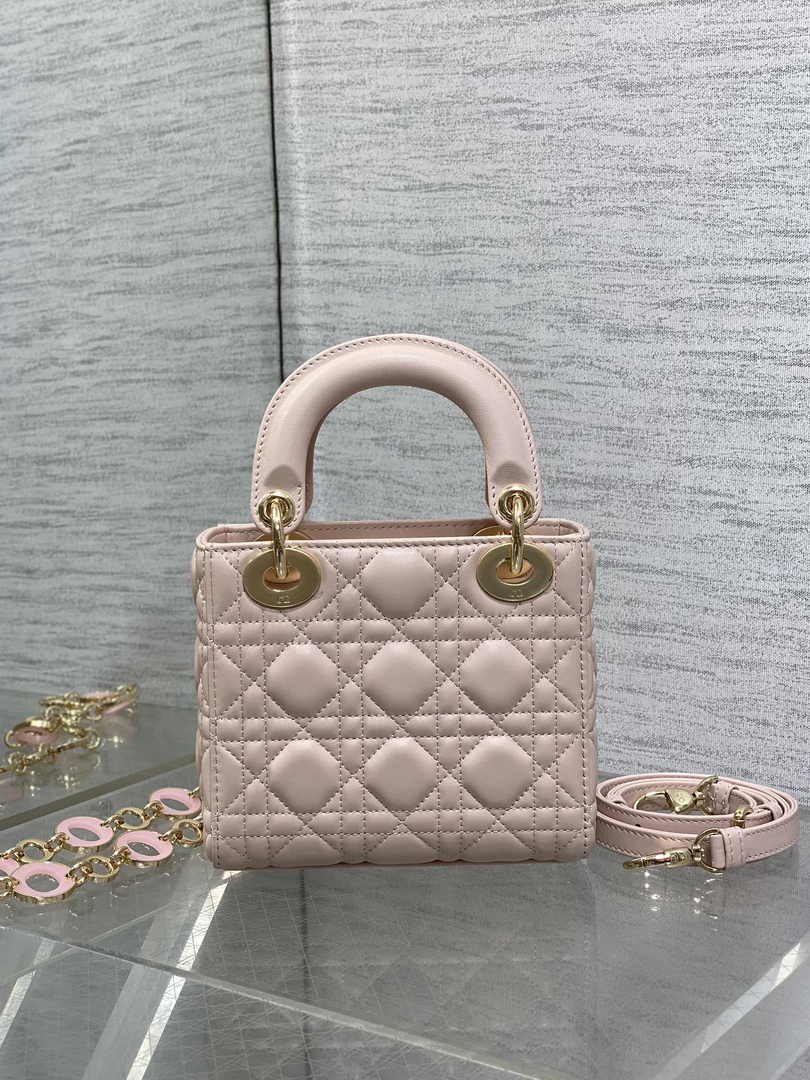Mini Lady Dior Bag Pink Cannage Lambskin M0505 - Default Title - View 3