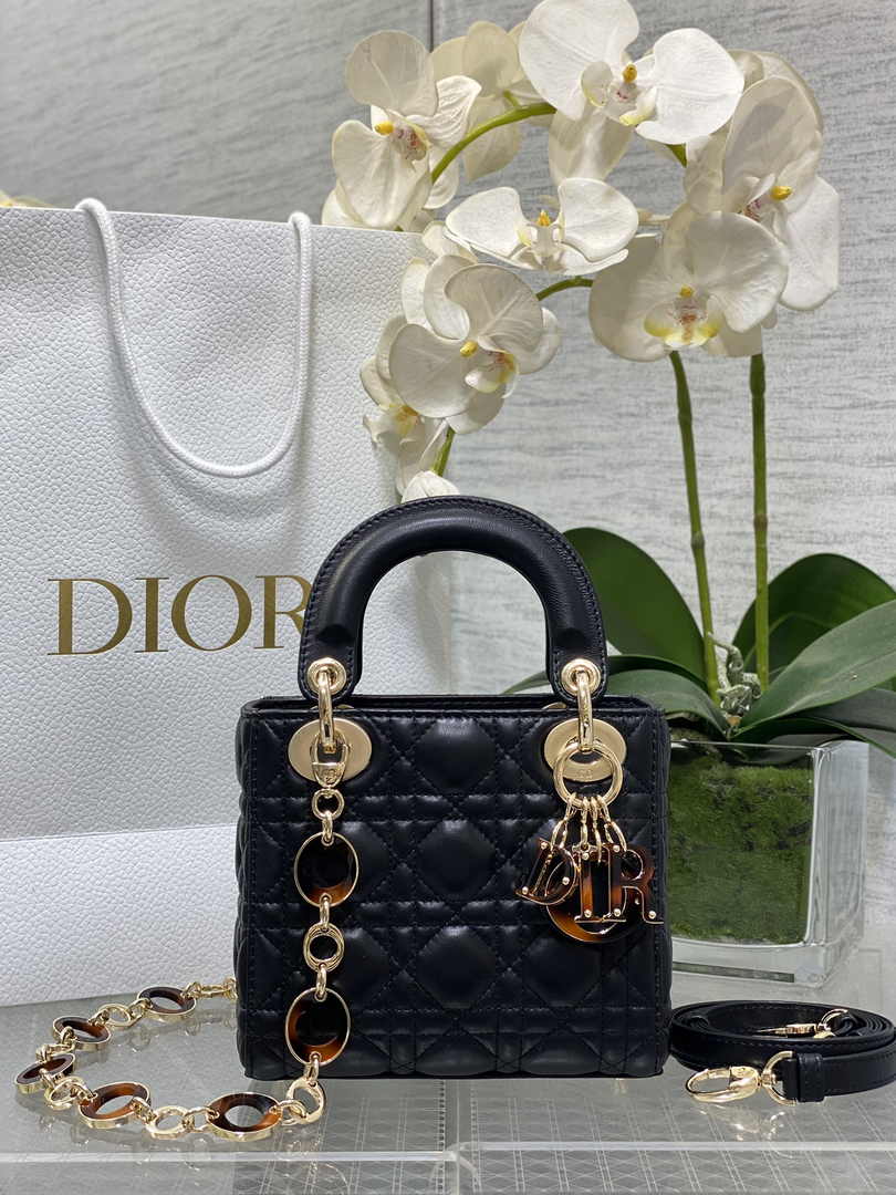 Mini Lady Dior Bag Black Cannage Lambskin M0505 - Default Title - View 1