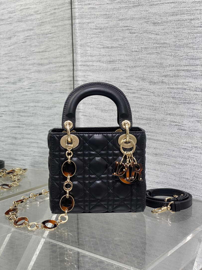 Mini Lady Dior Bag Black Cannage Lambskin M0505 - Default Title - View 2