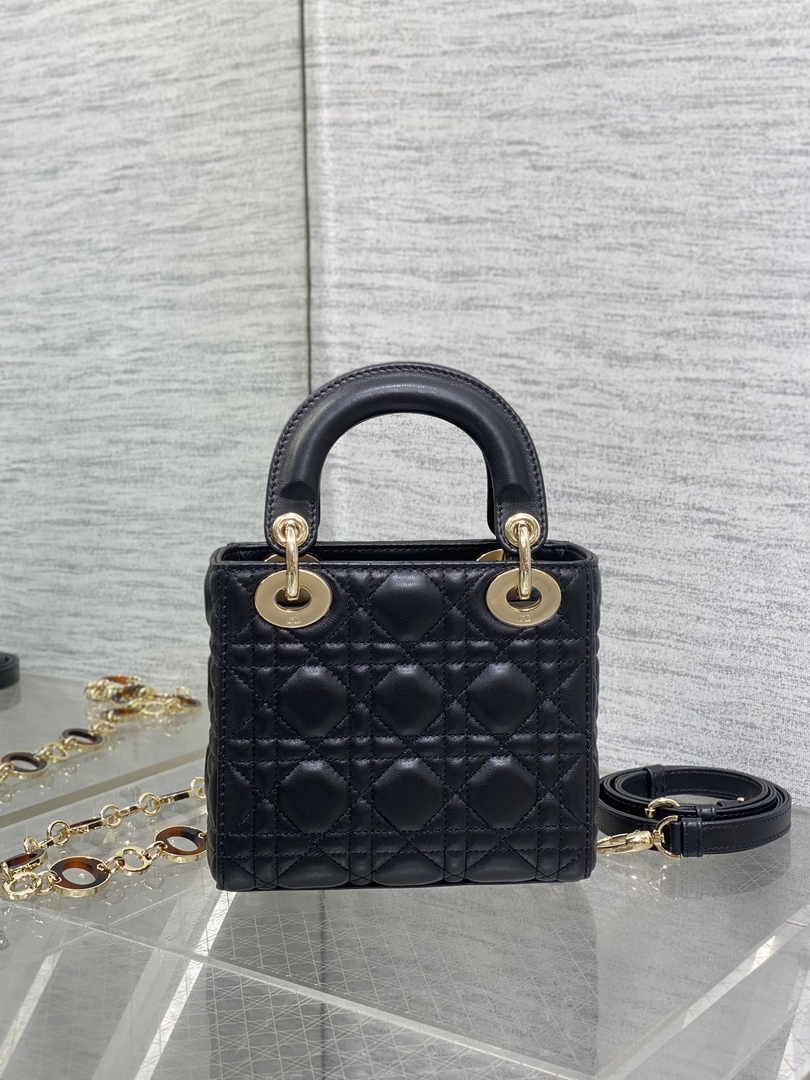 Mini Lady Dior Bag Black Cannage Lambskin M0505 - Default Title - View 3