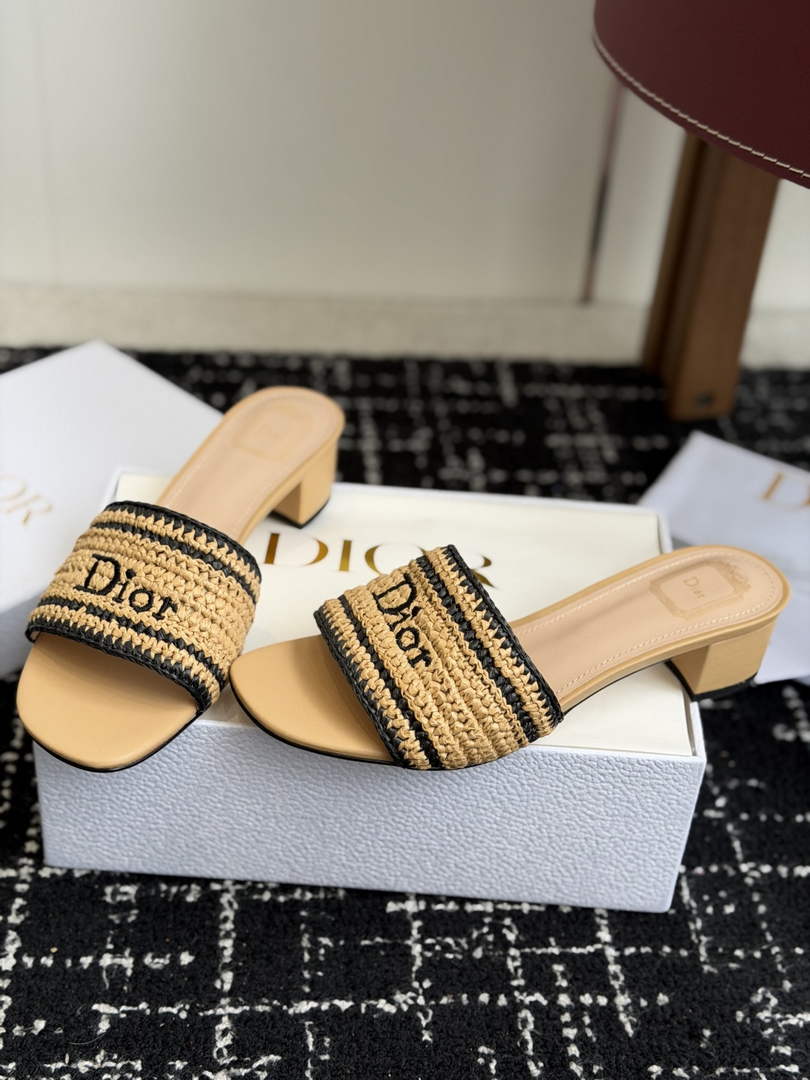 Dioriviera Dior Woven Heeled Slide for Women KCO7021