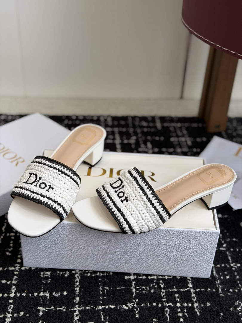 Dioriviera Dior Woven Heeled Slide for Women KCO7022