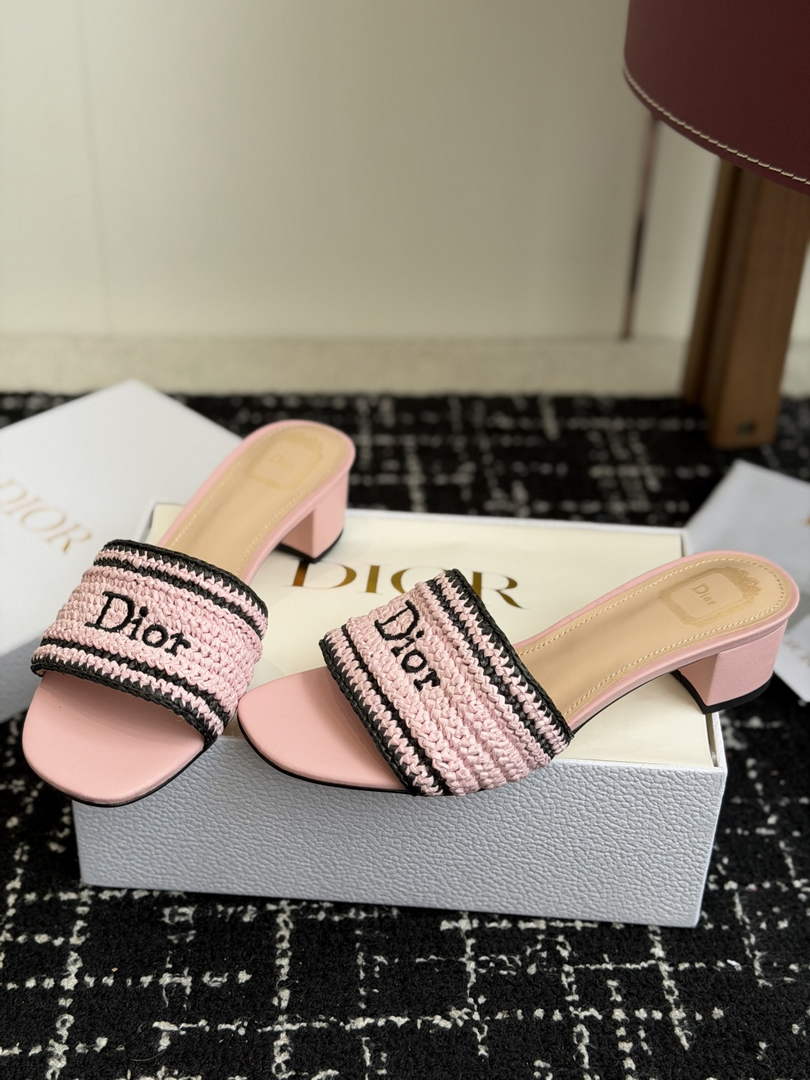 Dioriviera Dior Woven Heeled Slide for Women KCO7024