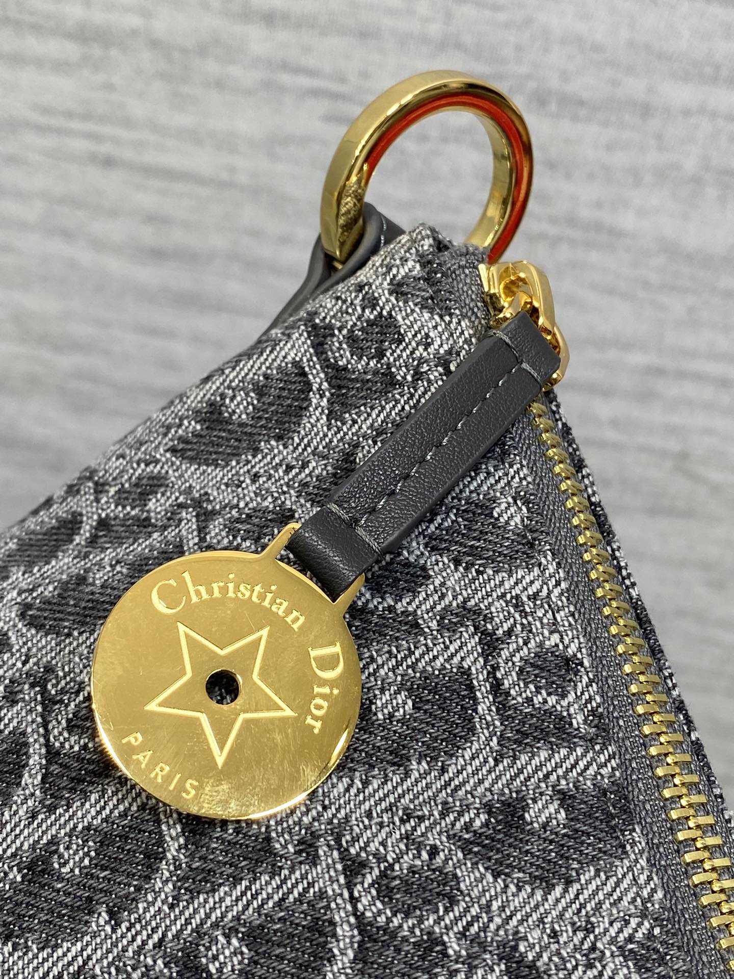 Diorstar Hobo Bag with Chain -S3202 - Gray Denim Oblique Jacquard - Default Title - View 4