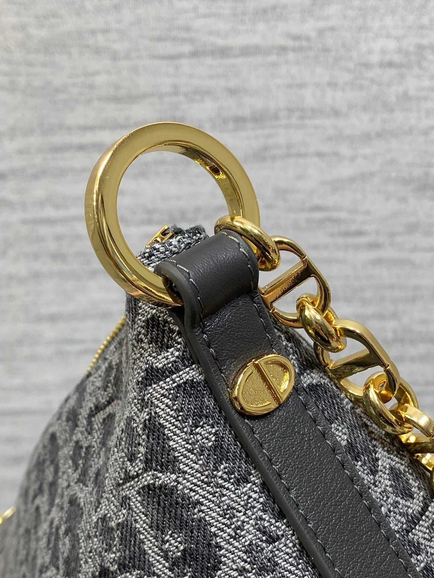 Diorstar Hobo Bag with Chain -S3202 - Gray Denim Oblique Jacquard - Default Title - View 6