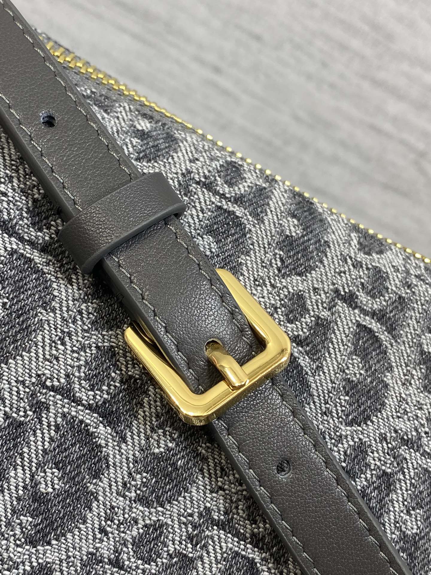 Diorstar Hobo Bag with Chain -S3202 - Gray Denim Oblique Jacquard - Default Title - View 7