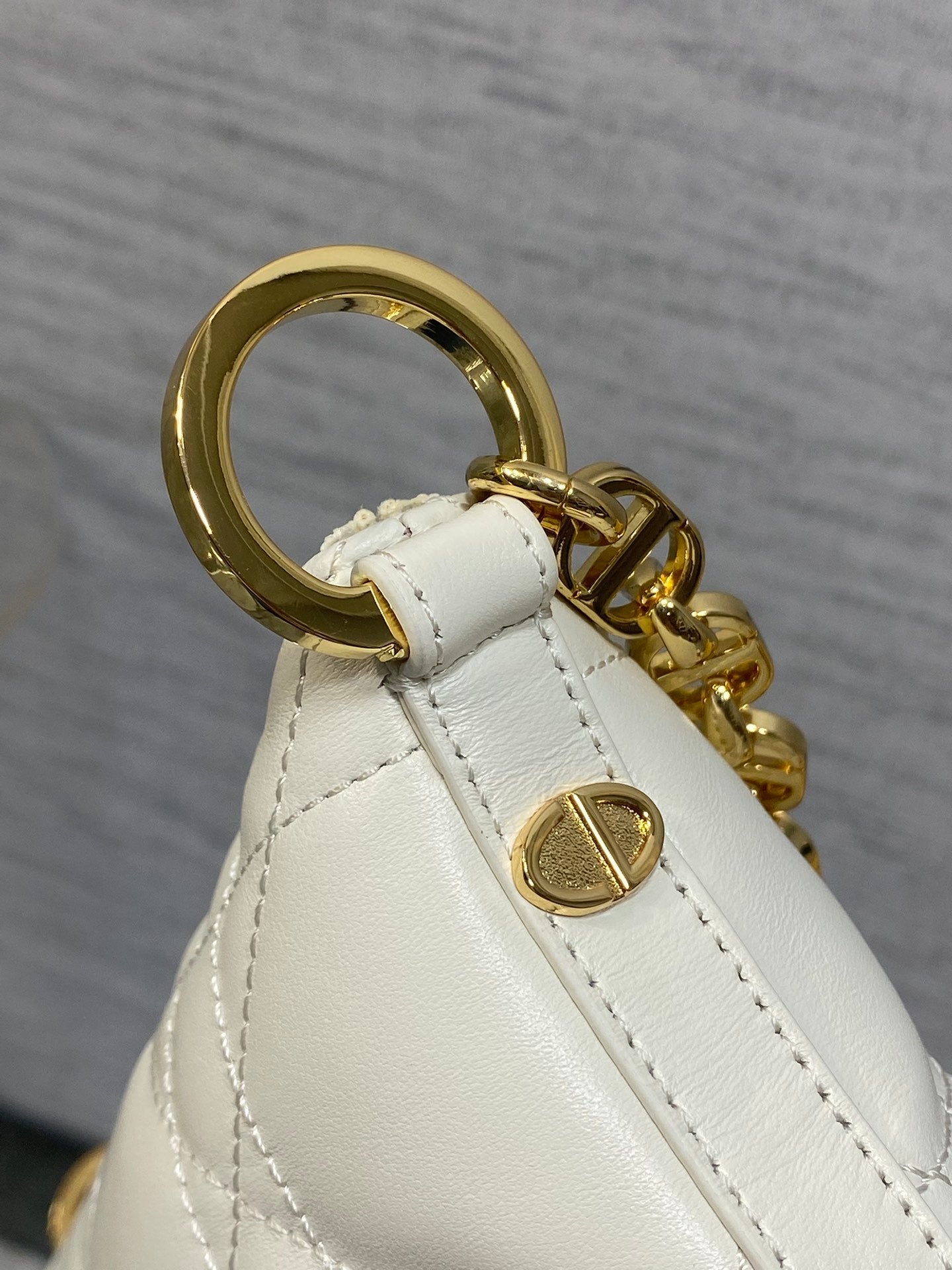 Diorstar Hobo Bag with Chain -S3202 - Beige Macrocannage Lambskin - Default Title - View 6